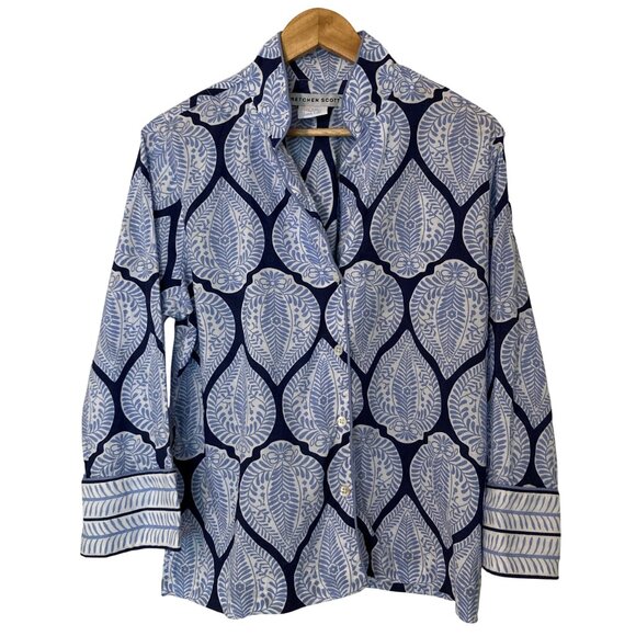 Gretchen Scott 100% Cotton Mixed Print Button Down Shirt - Picture 1 of 6